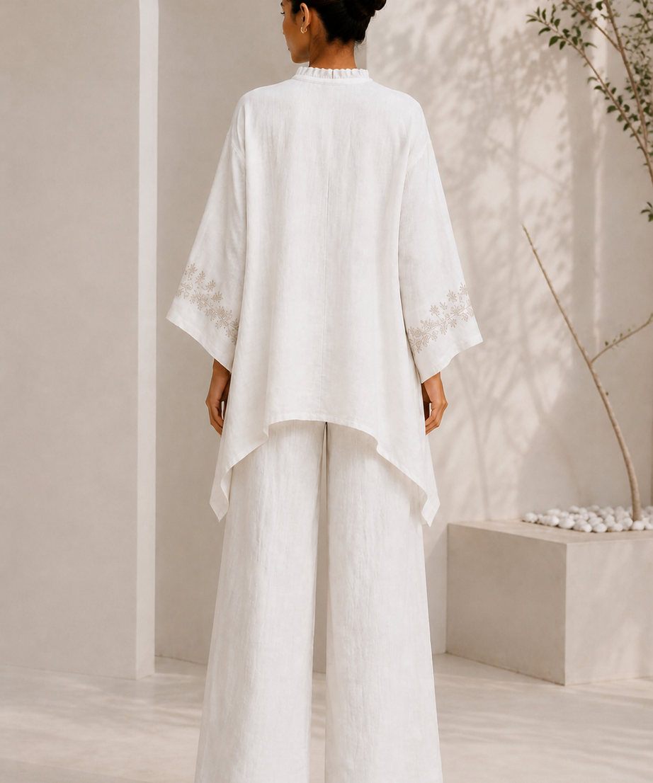 IVORY PIPER LINEN CO-ORD SET