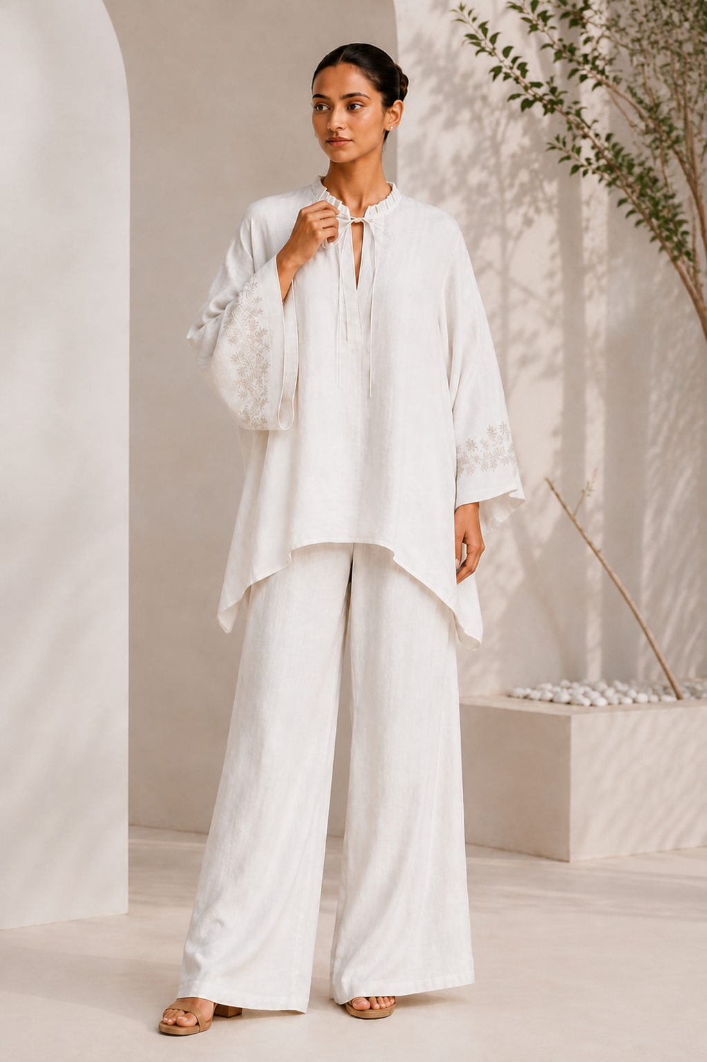 IVORY PIPER LINEN CO-ORD SET