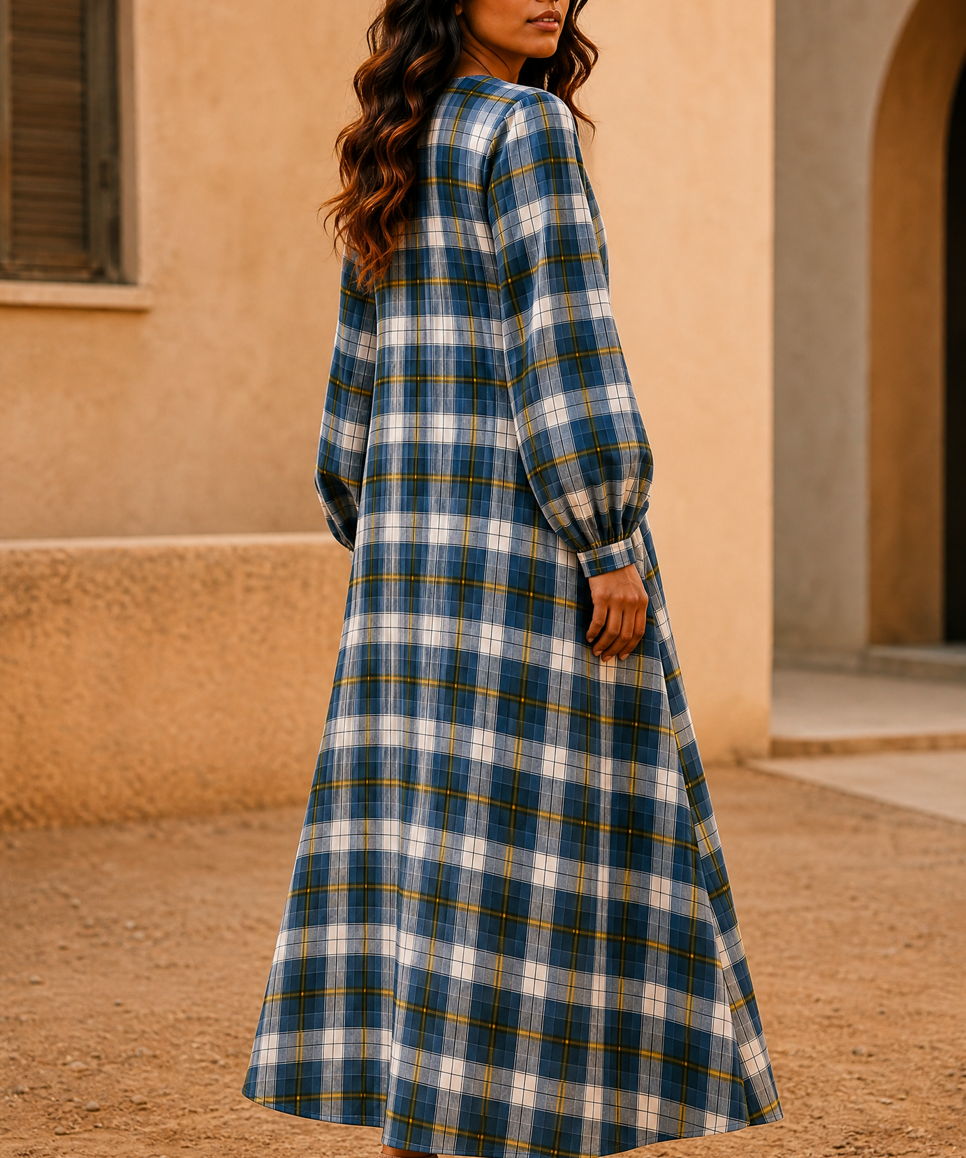MIDNIGHT PLAID MAXI DRESS